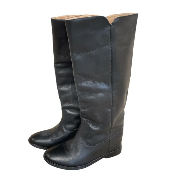 Isabel Marant Black Chess Leather Tall Boots Women's EU 37 Made in Portugal - Picture 3 of 16